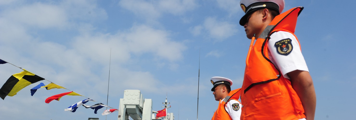 Chinese sailors during an open day event held by the South China Sea Fleet of the PLA Navy at a naval base in Sanya city, Hainan province.