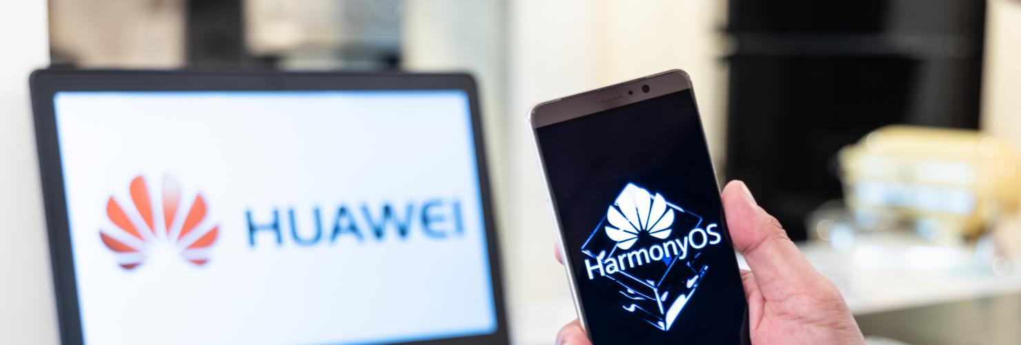 A smartphone using Huawei's operating system Harmony OS