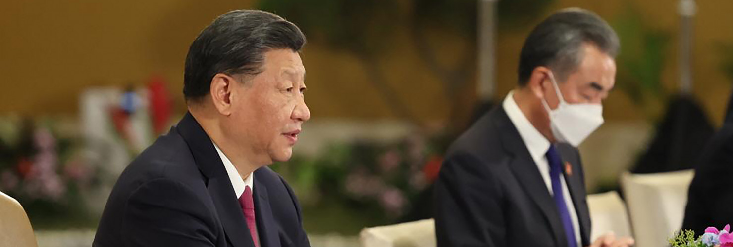 Chinese president Xi Jinping and Foreign Minister Wang Yi at the G20 summit in Bali in November 2022.