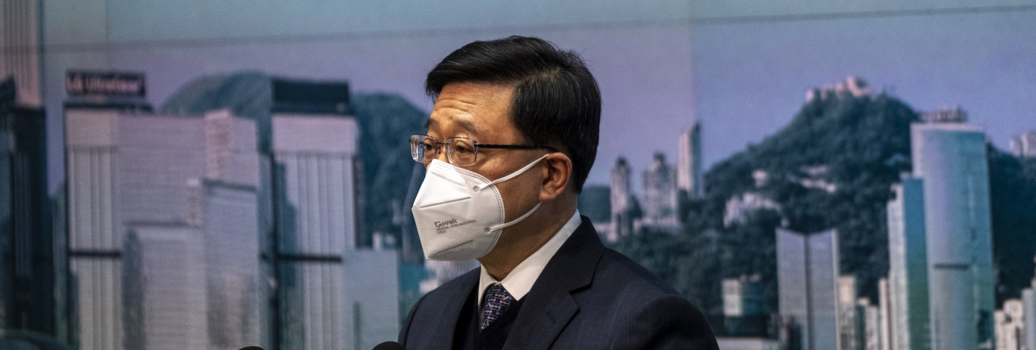 Hong Kong Chief Executive John Lee speaking during a press conference on January 31, 2023 in Hong Kong, China. 