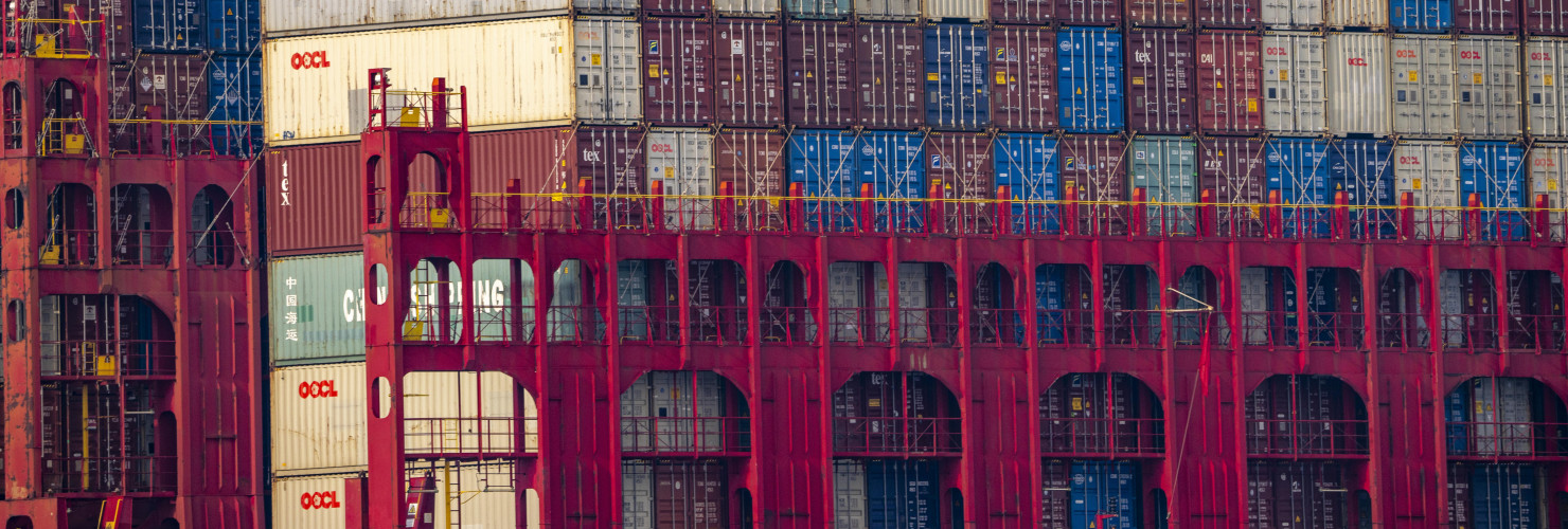 Container Frachter Cosco Shipping Leo an seinem Liegeplatz am Hutchison Ports ECT Euromax