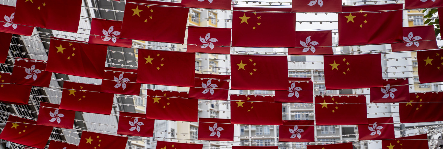 Flags of China and Hong Kong