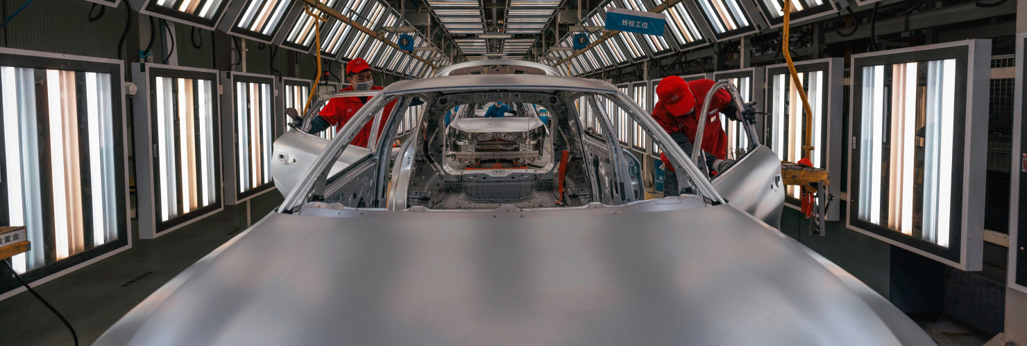 People work in BYD electric cars factory in Changzhou, Jiangsu Province, China, 14 November 2023.