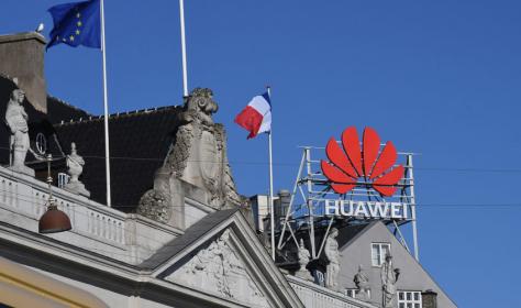 A Huawei signboard in Copenhagen