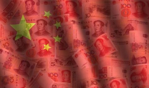 Illustration showing the Chinese Flag and Chinese Yuan