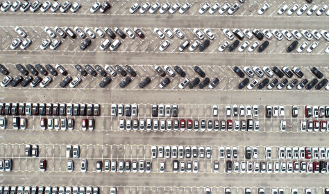 Vehicles are lined up at the auto plant of JAC Motors (Anhui Jianghuai Automobile Co., Ltd.) in Hefei city, east China's Anhui province