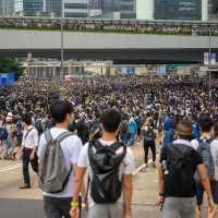  June 12, 2019: Anti-Extradition Bill Protest in Hong Kong. Protestors are surrounding HK Legislative Council building.