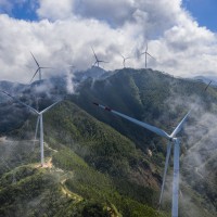 China Guangdong Nuclear Power Wind Farm on the ridge southeast of Dalong Town