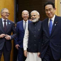 Anthony Albanese, Joe Biden, Narendra Modi are greeted by Fumio Kishida during his arrival to the Quad leaders summit at Kantei Palace