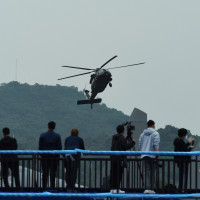 A PLA Z-20 helicopter performs at the Zhuhai Airshow