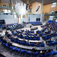 Plenarsaal des Deutschen Bundestags in Berlin