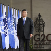 Chinese President Xi Jinping arrives for the G20 leaders' summit in Nusa Dua, Indonesia, Tuesday, Nov. 15, 2022.