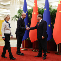 EU-China Summit 2023, where Charles Michel, Ursula von der Leyen and Josep Borrell meet with Xi Jinping and Li Qiang.