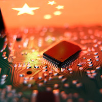 Computer chip and Chinese flag