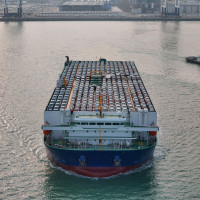  A car carrier loaded with cars for export leaves the port of Yantai, Shandong province, China, March 11, 2024.