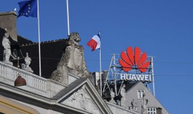 A Huawei signboard in Copenhagen