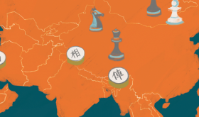 Illustration of a map and chess pieces