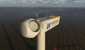 Man working on a wind turbine