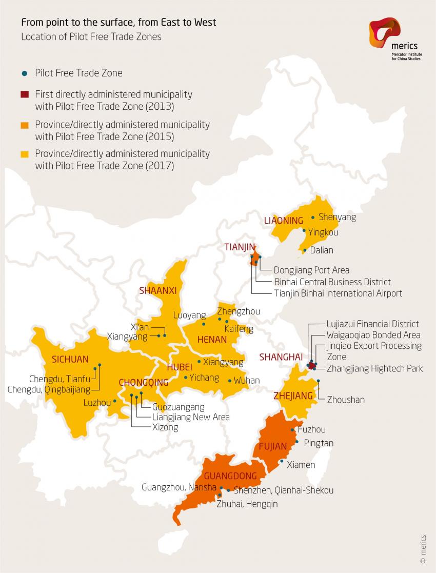 Location of Pilot Free Trade Zones in China